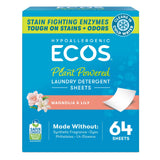 ECOS Laundry Detergent Sheets Vegan, No Plastic Jug, No Mess, Liquid Free - Hypoallergenic, Plant Powered Laundry Detergent Sheet - Magnolia & Lily
