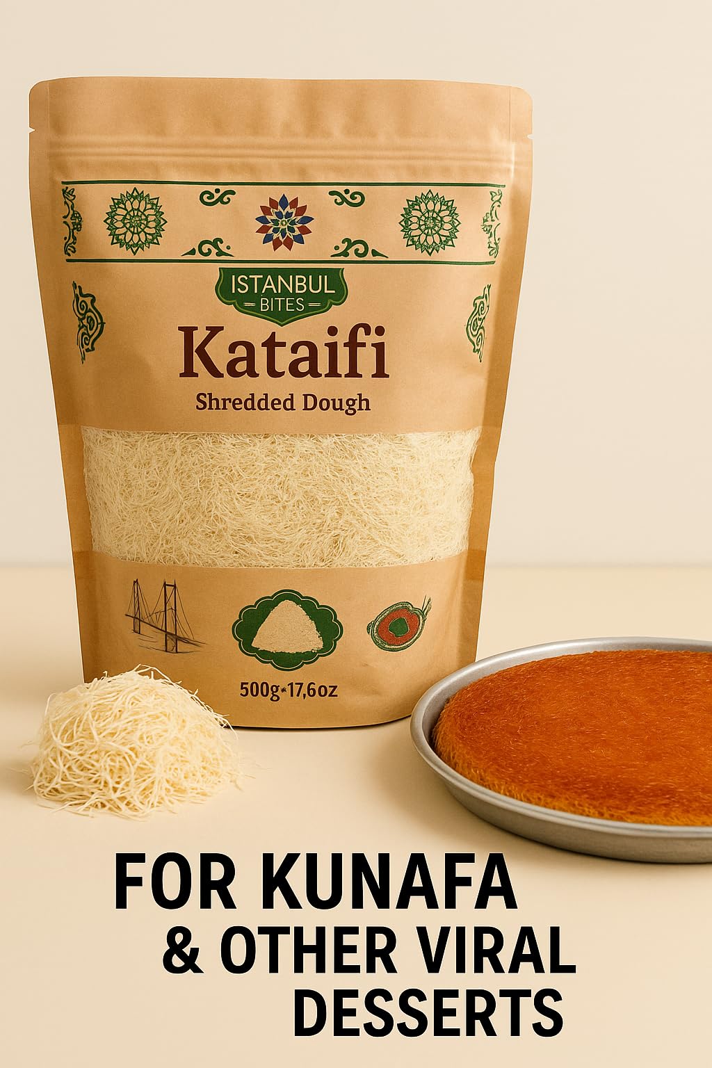 Istanbul Bites Premium Shredded Kataifi Dried Phyllo Dough | 170Gr. (0.38 lb) | Turkish Kadayif for Kunafa, Baklava & Viral Dubai Pistachio Chocolate