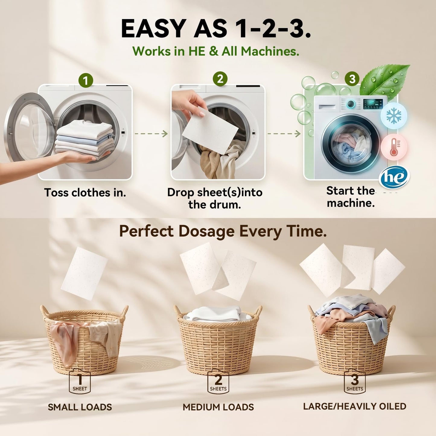 Laundry Detergent Sheets 80 Loads Stain-Fighting Enzymes - Plant Powered Fragrance Microcapsules Eco-Friendly Laundry Soap Sheets - Home or Travel