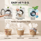 Laundry Detergent Sheets 80 Loads Stain-Fighting Enzymes - Plant Powered Fragrance Microcapsules Eco-Friendly Laundry Soap Sheets - Home or Travel