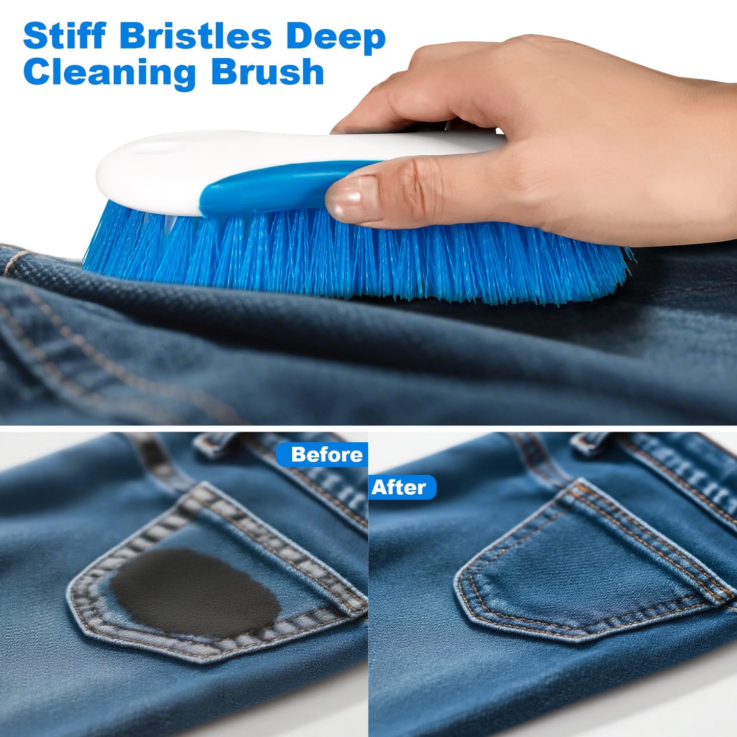 6.3" Multi Purpose Heavy Duty Scrub Brush with Non-Slip TPR, Cleaning Brush with Stiff Bristles for Tile Floors?Walls, Carpet, Tubs?Sink ?Blue