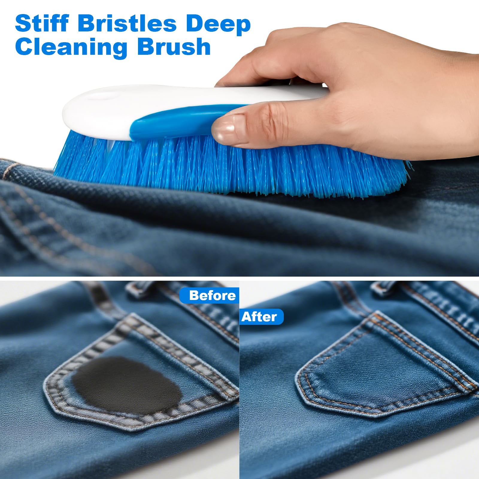 6.3" Multi Purpose Heavy Duty Scrub Brush with Non-Slip TPR, Cleaning Brush with Stiff Bristles for Tile Floors?Walls, Carpet, Tubs?Sink ?Blue