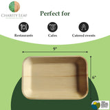Charity Leaf Eco-Friendly Palm Leaf Trays - 9"x6" (25-Pack) | Elegant Bamboo-Inspired Platters | Premium Quality, Biodegradable | Perfect