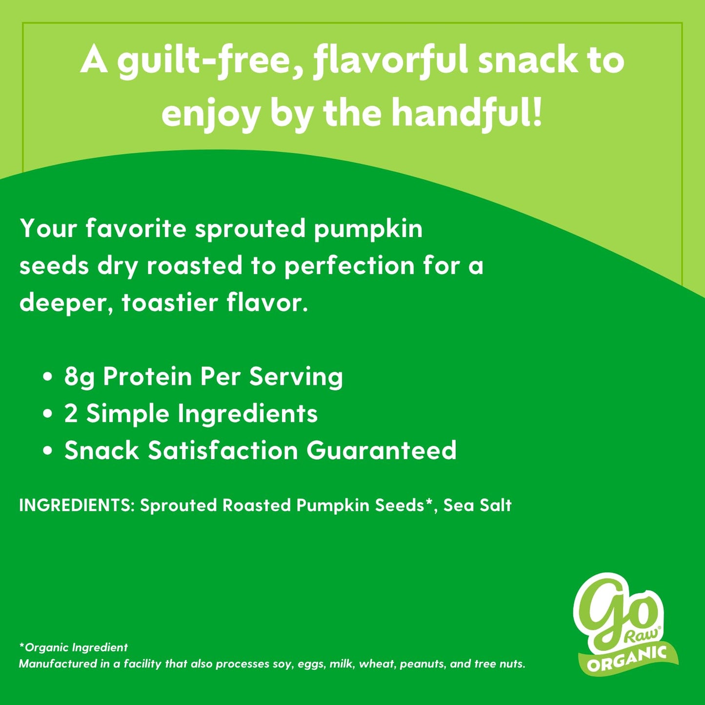 Go Raw Organic Sprouted Pumpkin Seeds - Dry Roasted Salted Pepitas, Keto, Non-GMO, Vegan, Gluten-Free, Kosher, Paleo, Protein-Packed Superfood