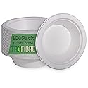 TruFibre 16 Oz Paper Bowls, 100 Pack 100% Compostable Heavy Duty Eco-Friendly Bagasse Biodegrable Disposable Bowls for Salad, Dessert, Soup, Ice