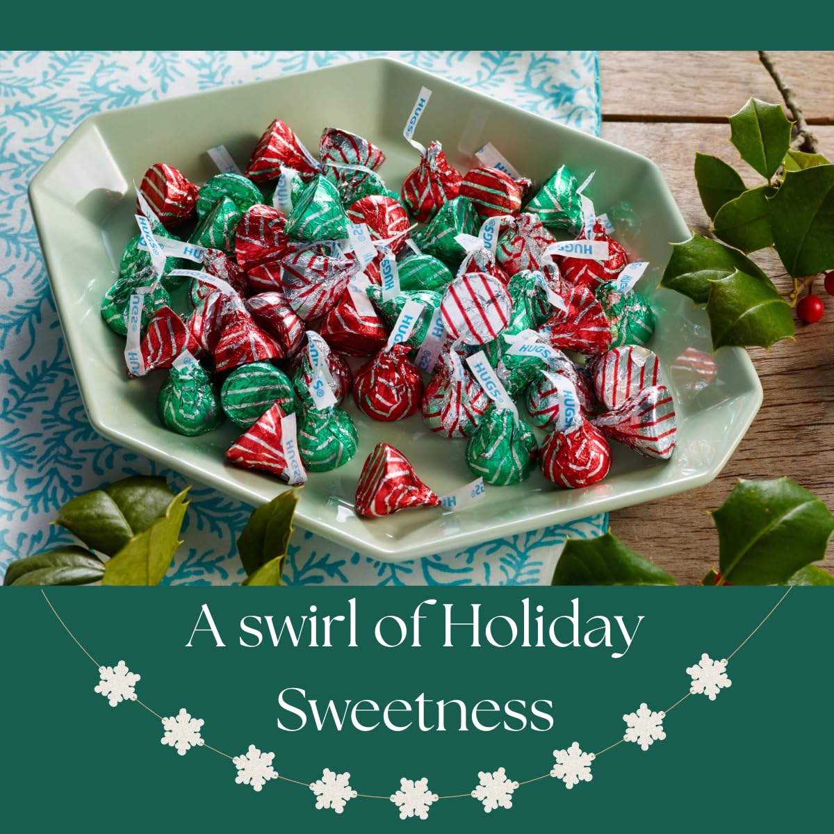 Candykrave Hershey'ss Hugs Cristmas Kisses Milk Chocolate candy - (1LB 90 pcs) - Bulk chocolate Silver Foil Candy variety pack - Delicious Treats