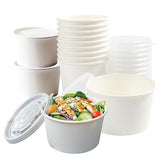 EcoQuality [150 Pack 12 oz Disposable White Paper Soup Containers with Plastic Lids - Paper Ice Cream Cups - Dessert Bowls, Frozen Yogurt Cups - Food