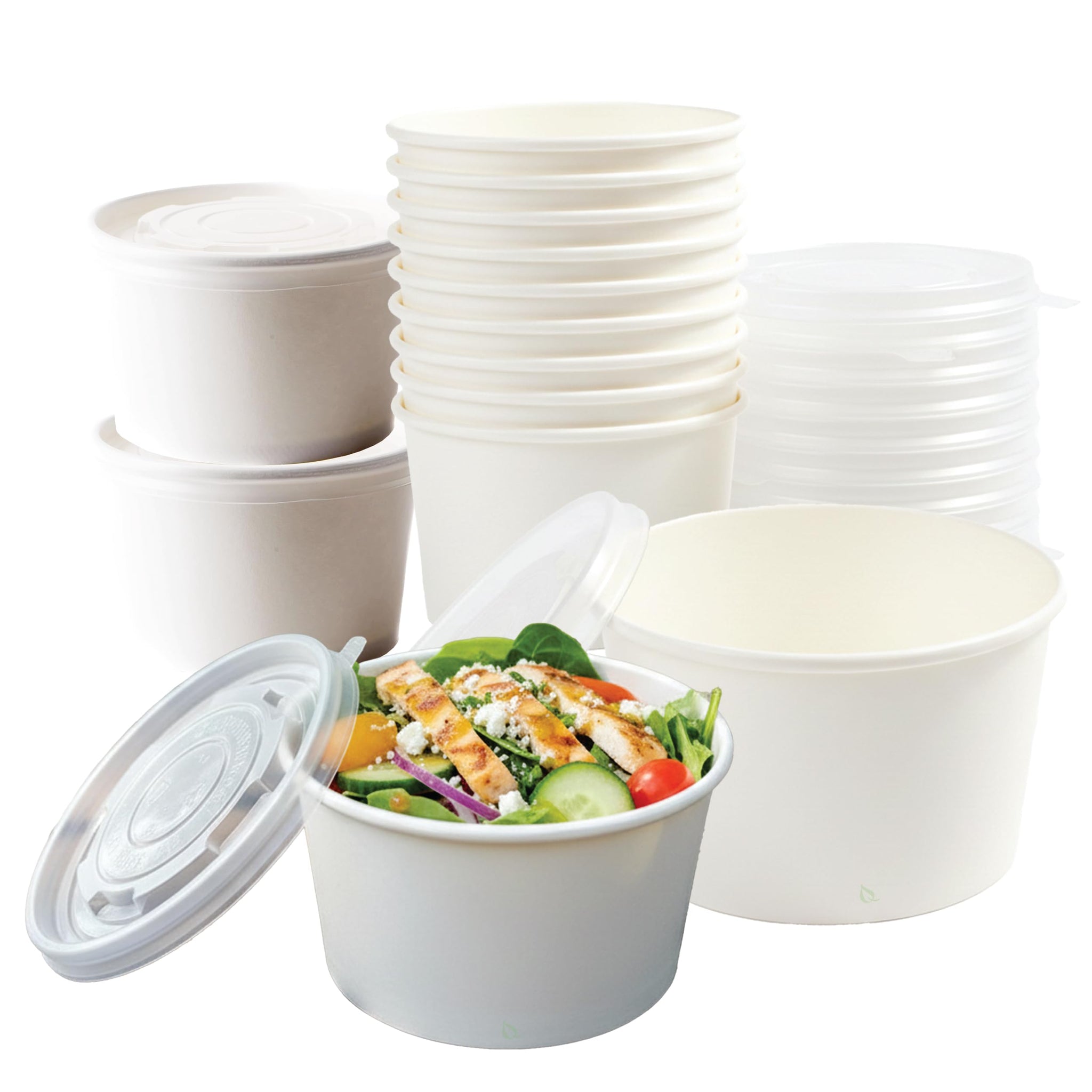 [200 Pack] 12 oz Disposable White Paper Soup Containers with Plastic Lids - Paper Ice Cream Cups - Dessert Bowls , Frozen Yogurt Cups - Food Storage