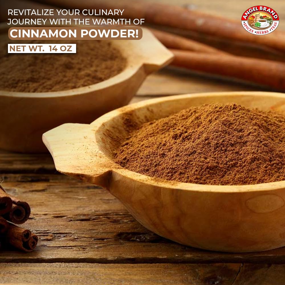 Angel Brand Cassia Cinnamon Powder - Premium Ground Cinnamon for Baking, Coffee, Smoothies, and More - Sweet and Aromatic Spice in a 14oz Bottle