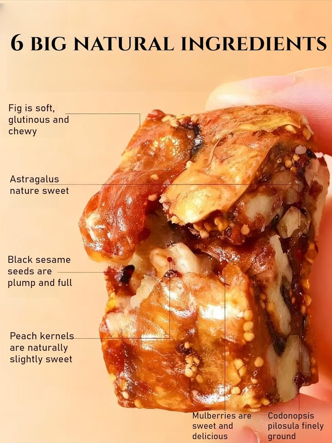 Astragalus Codonopsis Fig Pie with Walnut, Black Sesame & Mulberry, Ready to Eat Individual Packaging, Nutritious Healthy Snacks, Crispy Outside