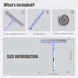 Shower Squeegee for Glass Doors, Cleaning Tile Wall,Car,Windshield Squeegee with 12" Blade and 15" Long Handle Bathroom Cleaner Tool for Household