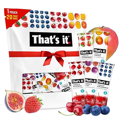 That’s it. Fruit Bars Variety Pack (20 Pack) | 100% Natural Fruit Snacks, Gluten-Free, Vegan & Low Carb | Healthy Snack Bars - Strawberry, Mango