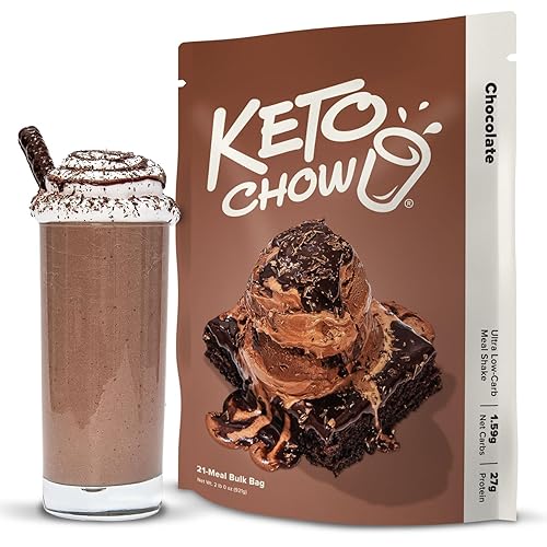 Keto Chow Chocolate | Keto Meal Replacement Shake Powder | Nutritionally Complete Keto Food | Low Carb Meals | Delicious Easy Meal Substitute Drink |