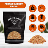 Presto Sales Chopped Pecans Midget Pieces 16 oz. | Raw, Unsalted, Shelled, Natural | Non-GMO, Keto/Paleo, Vegan | Low-Cholesterol, Low-Fat, Dairy-Free