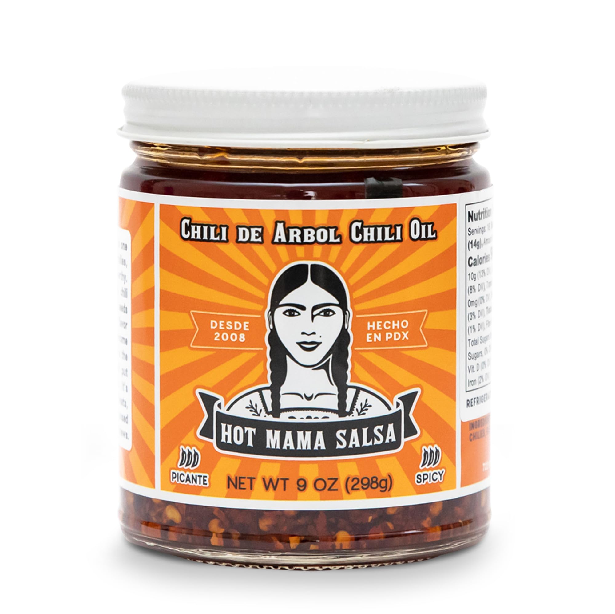 Hot Mama Salsa Chili de Arbol Chili Oil - A Chili Oil Rich in Antioxidants, Low Calorie, No Preservatives, Additives, or GMOs - Perfect for Mushrooms