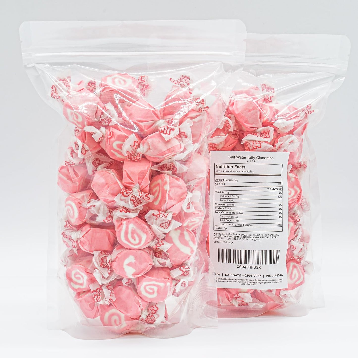 Salt Water Taffy Cinnamon Flavor 1 lb - Individually Wrapped, Old Fashioned, Bulk Bag, Gluten Free