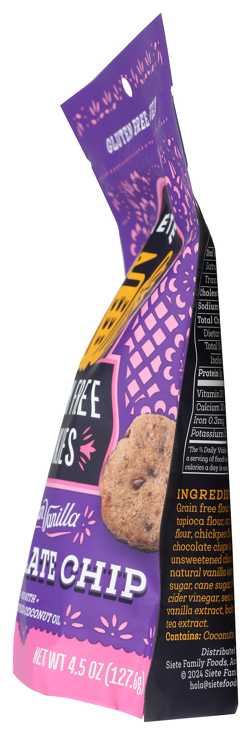 Siete Gluten Free Chocolate Chip Cookies w/ Hint of Mexican Vanilla | Vegan | Grain Free | Non GMO | Dairy Free | Made with Almond Flour & Coconut Oil