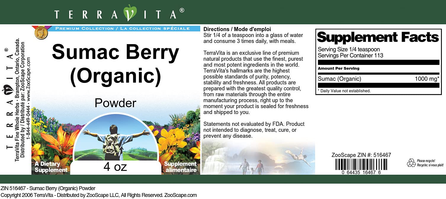 Sumac Berry (Organic) Powder (4 oz, ZIN: 516467) - 3 Pack