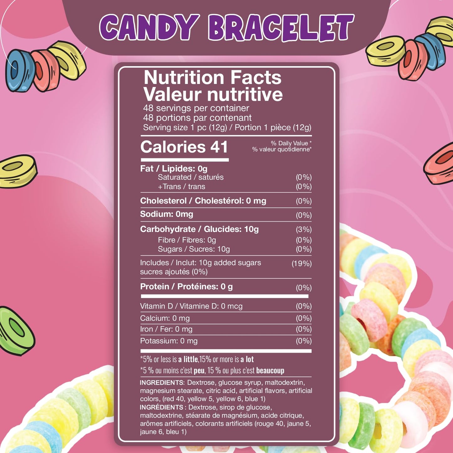 Fresh Finest 48-Count Bulk Candy Bracelets - Individually Wrapped Novelty Candy Bracelets. Perfect for Party Favors, Goody Bags, Candy Buffets