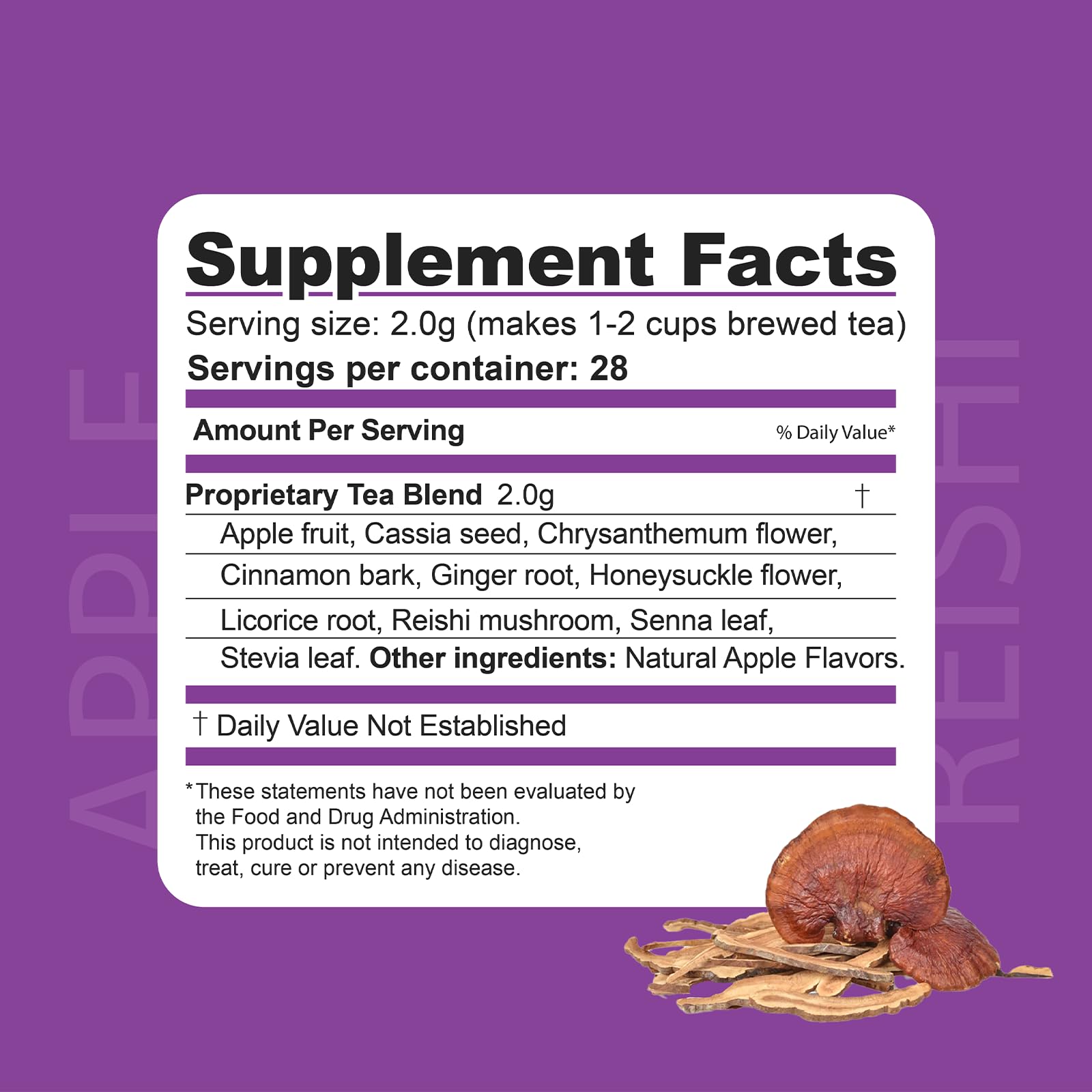 Dr. Zisman ZT Wellness Tea - Apple Reishi Herbal Blend - Refreshing Tea for Daily Balance (28 Bags), Crafted for a Vibrant Lifestyle
