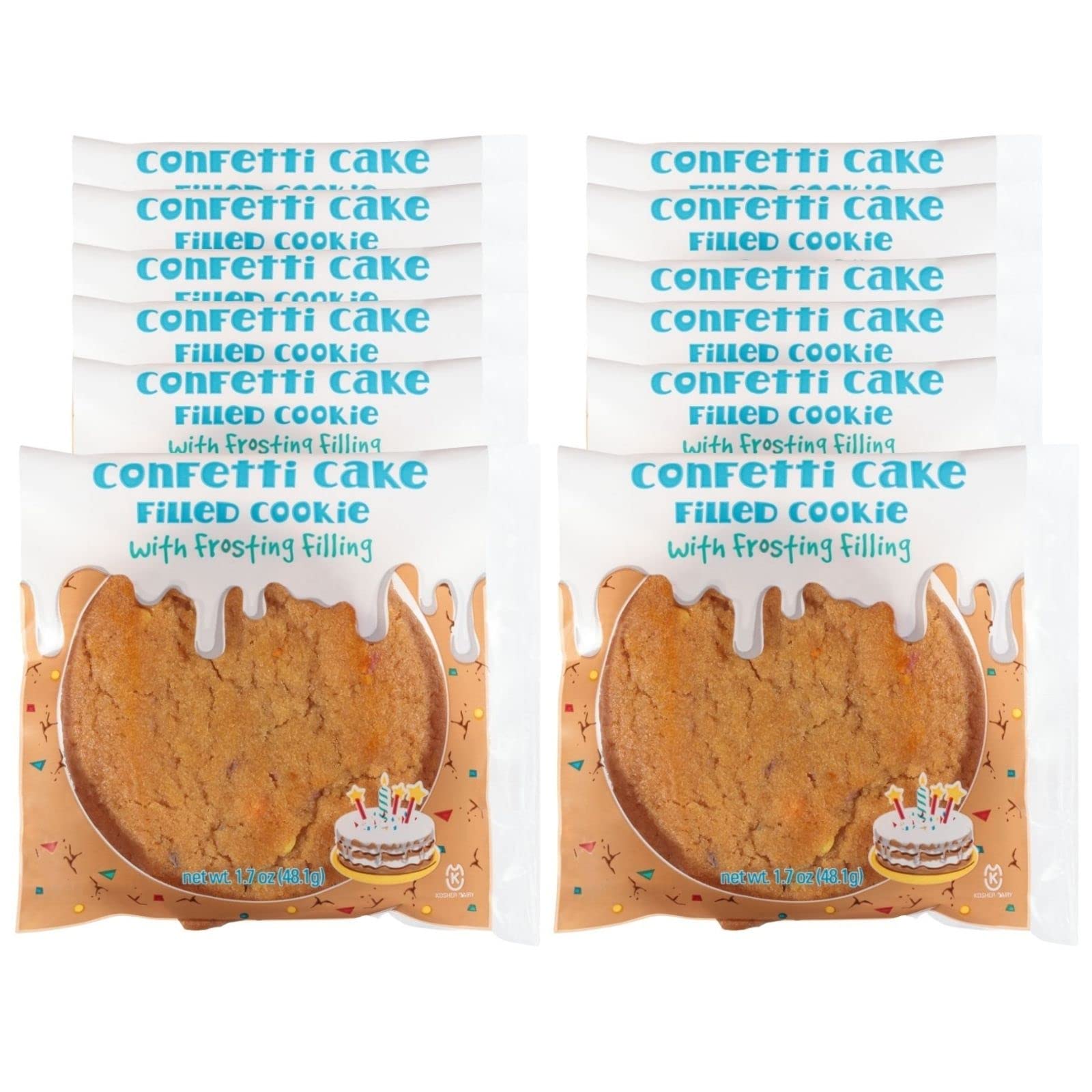 Rich's Confetti Cake Filled Cookie with Frosting Filling, Soft Baked Cookie, 12 Count, Individually Wrapped Cookie
