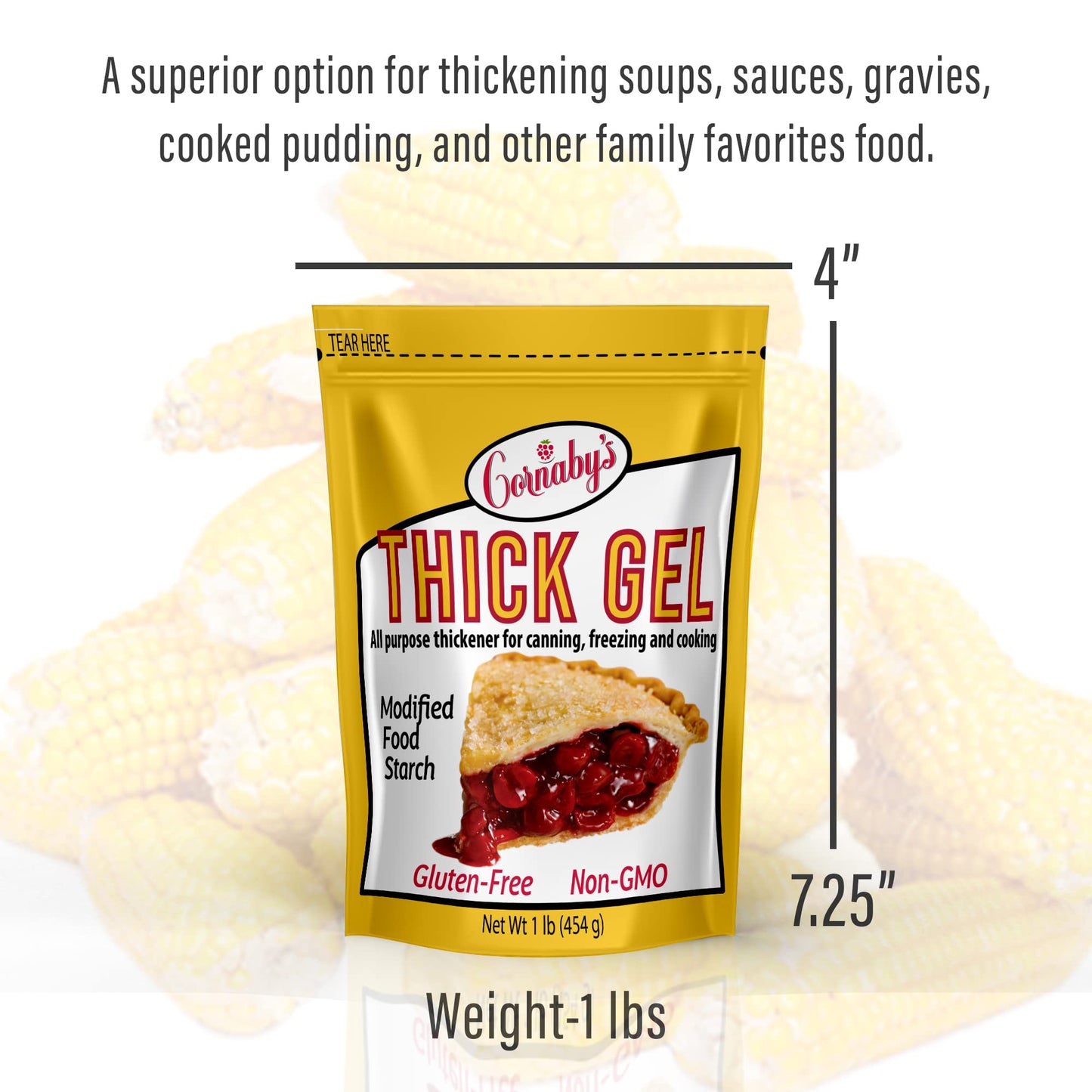 Cornaby’s Thick Gel 1 lb. (Pack of 1) | Premium Waxy Maize Starch, 2x More Thickening | Gluten-free, non-GMO, Natural Food Thickener for Thickening