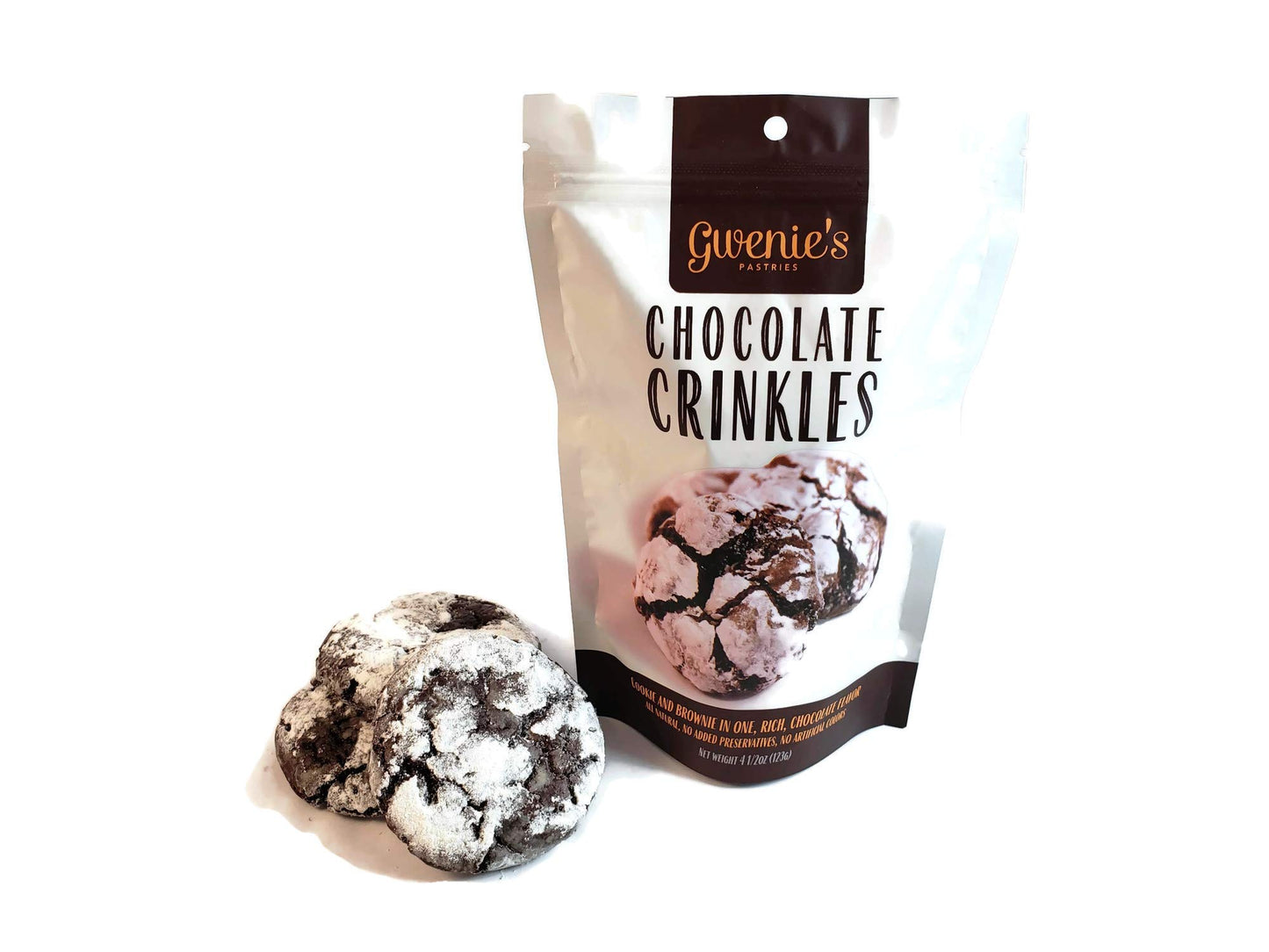 Gwenie's Pastries, Crinkles Cookies, Chocolate, One Pack, 3 Pieces per Pack