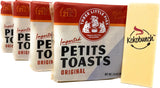 Three Little Pigs Imported Petit Toast. Light And Crispy Original Toasted Wheat Bread Cracker 4-2.8oz PACK Bundle With Kokobunch Kit.