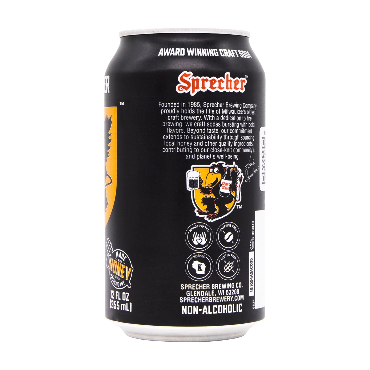 Sprecher Fire-Brewed Root Beer in 12 Fl Oz Cans (12 Pack), Craft Soda Made with Real Honey, Rich & Creamy Flavor.
