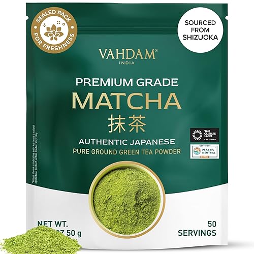 VAHDAM Premium Matcha Green Tea Powder 50g | Shizuoka, Japan Origin | Mild & Balanced Taste | Ideal for Tea, Lattes and Smoothies