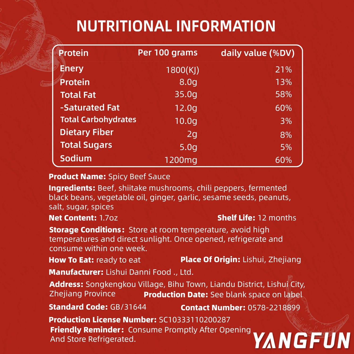YANGFUN Spicy Beef Sauce? Mushroom Sauce?Chili Sauce?Chili Paste?Ready-to-eat?1.7oz