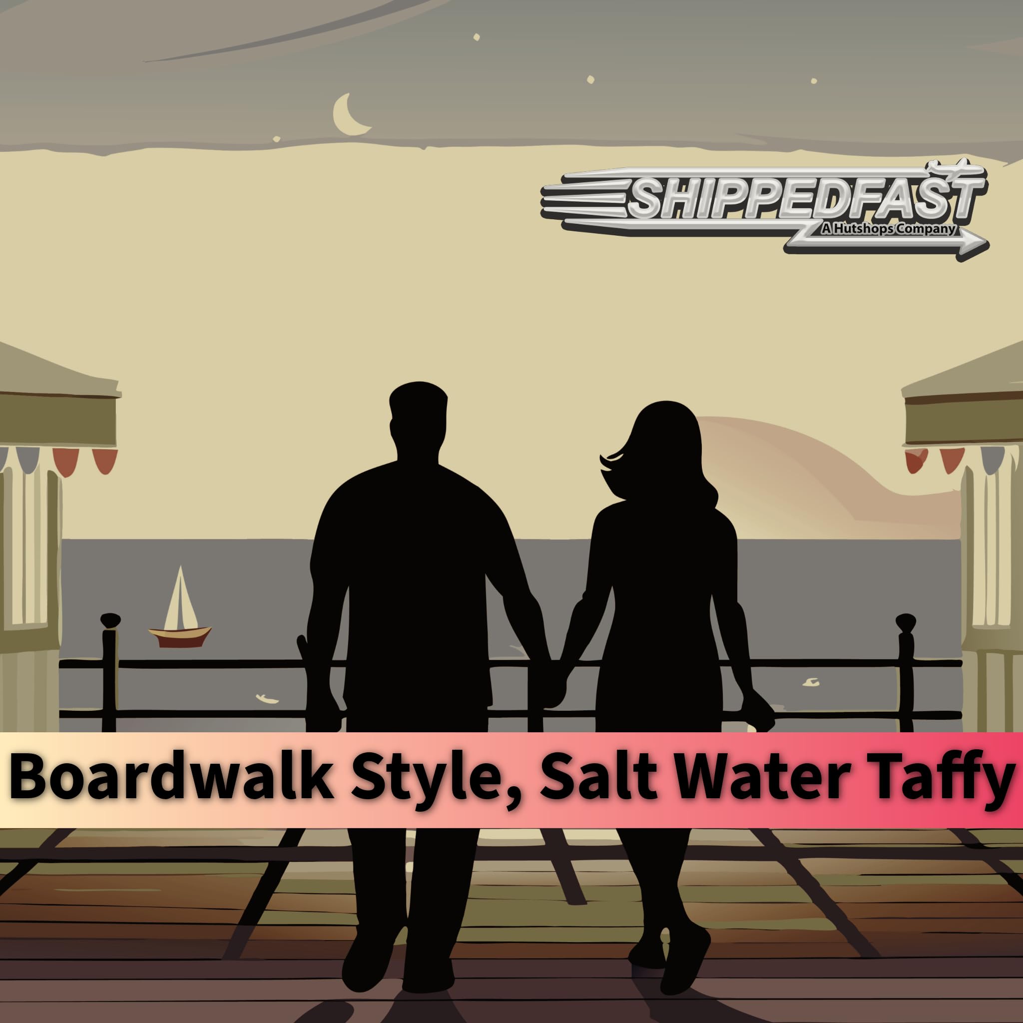 Ten Flavors Assortment, Salt Water Taffy 1 Pound Bag. Classic Boardwalk Style Taffy. (Net Wt. 16oz)