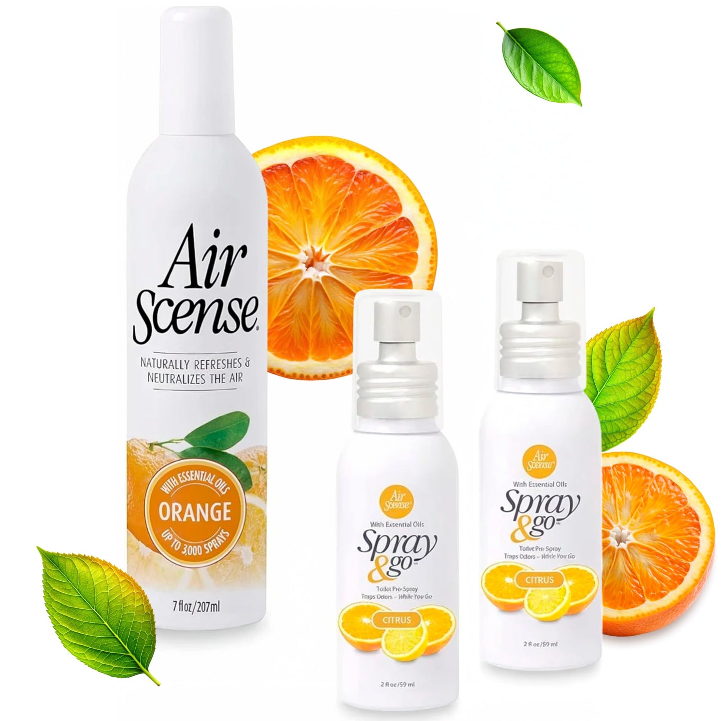 Air Scense Essential Oil Air Freshener, Non?Aerosol 7oz, 3?Pack Very Citrusy Bundle - Natural Citrus Odor Eliminator Sprays