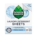 Seventh Generation Laundry Detergent Sheets 32ct Free & Clear Removes Tough Stains Safer for your family