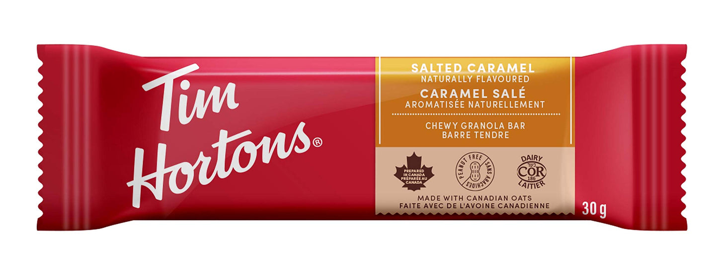 Tim Hortons Salted Caramel Granola Bars, Peanut Free, 5 Count, Imported from Canada}