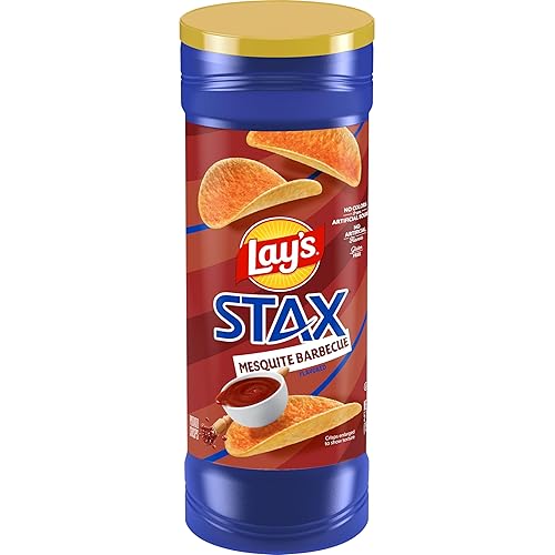 Lay’s Stax Potato Crisps Chips, Mesquite BBQ, Gluten Free, 5.5 Oz Canister Pack