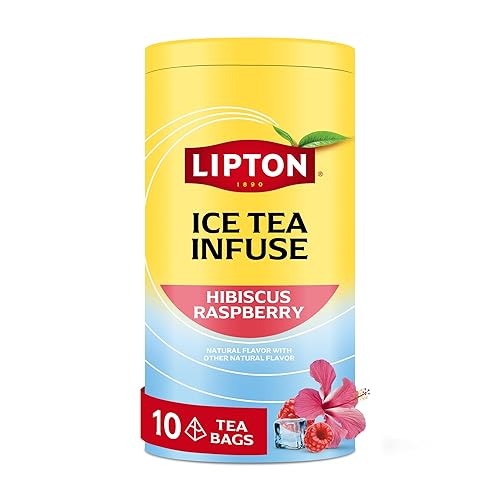 Lipton Ice Tea Infuse Hibiscus Raspberry Cold Brew Tea Bags 10-Count - Brews in Cold Water in Just 5 Minutes for 16 oz Water Bottles - Real Fruit