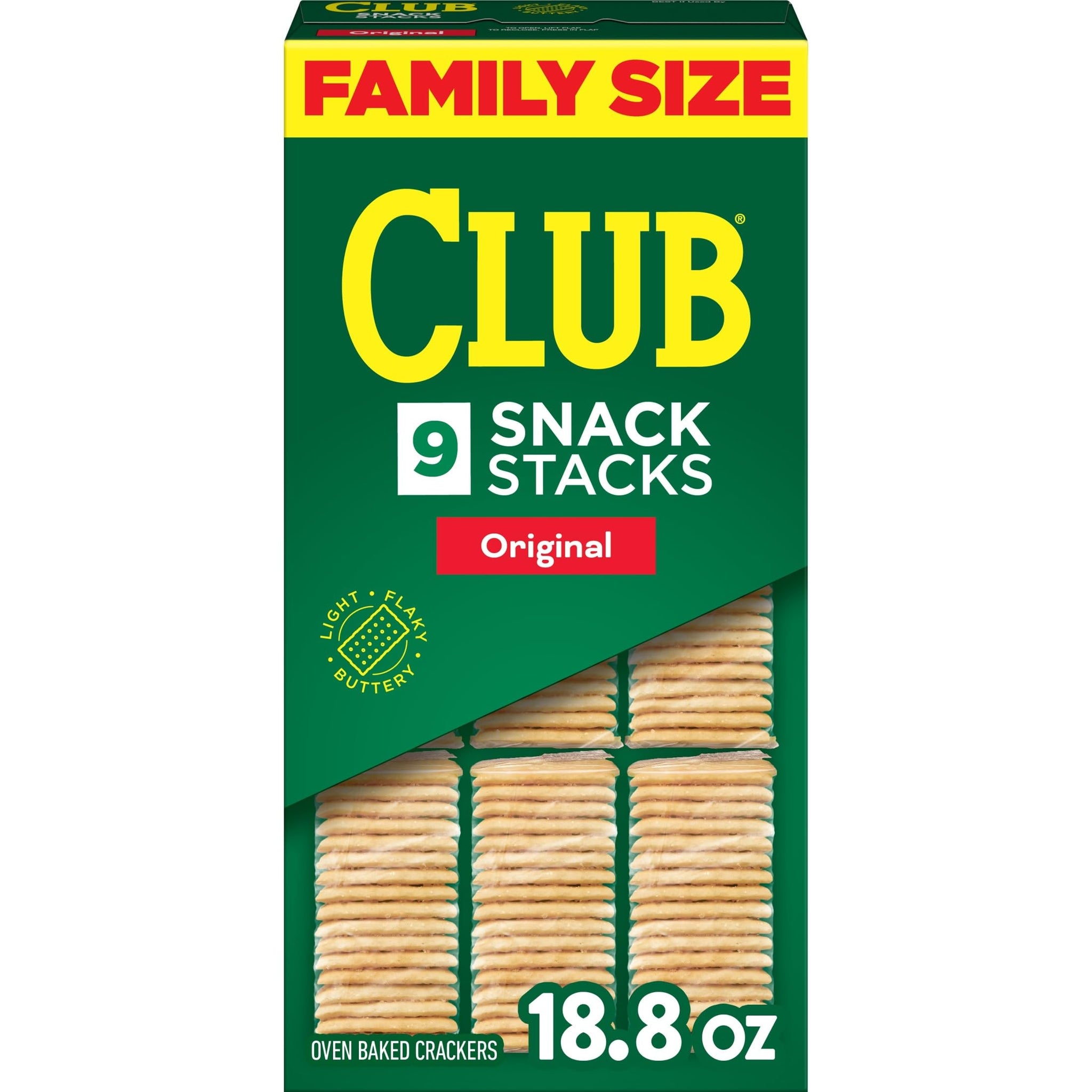Club Snack Stacks Crackers, Lunch Snacks, Family Size, Original, 18.8oz Box (9 Stacks)