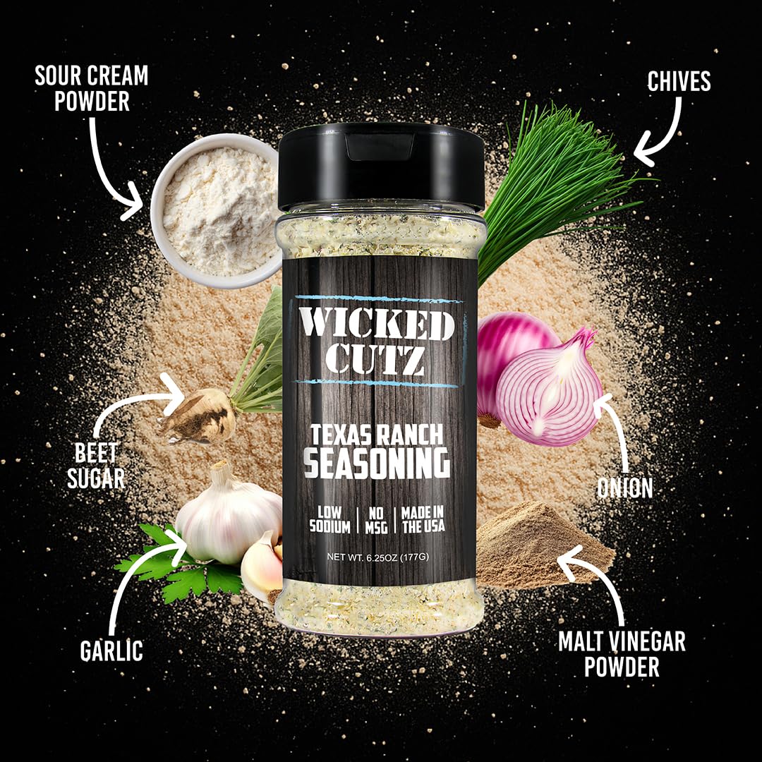 Wicked Cutz Sampler Grill Seasoning Set, 5 Pack of Flavored Grilling Spices, Jerky Seasoning, Low Sodium & No MSG Spices & Seasonings