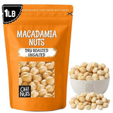 Oh! Nuts Macadamia Nuts - 1 lb - Dry Roasted Unsalted Macadamia Nuts - Oven Roasted - No Oil - Packed in New York Zip-Seal Bag for Exceptional