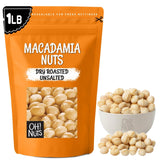 Oh! Nuts Macadamia Nuts - 1 lb - Dry Roasted Unsalted Macadamia Nuts - Oven Roasted - No Oil - Packed in New York Zip-Seal Bag for Exceptional