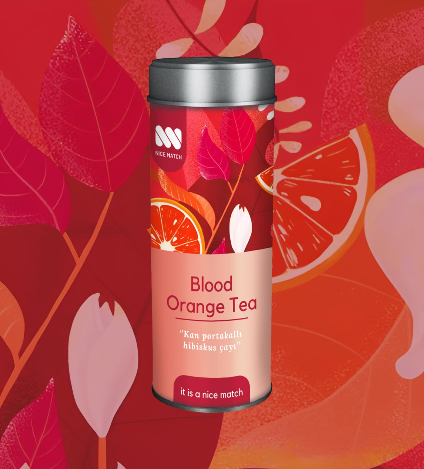 Blood Orange Hibiscus Tea Loose Leaf - Pure & Natural Herbal Fruit Tea with Hibiscus, Apple, Rosehip & Orange Peel - Antioxidant Rich Blood Orange