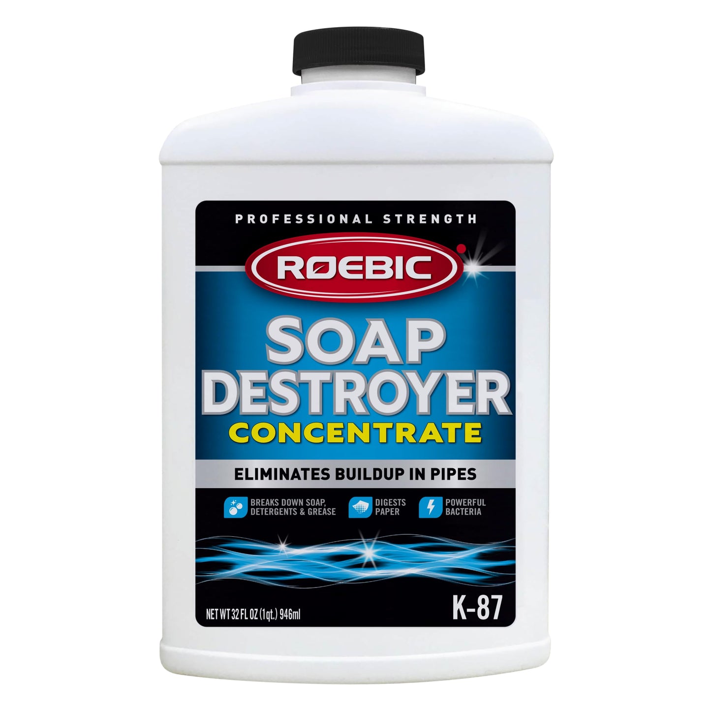 Roebic K-87 Liquid SGP Soap, Grease and Paper Digester with Bacteria, Eliminates Buildup in Pipes and Protects from Clogs, Treats 1500 Gallons, 32 fl