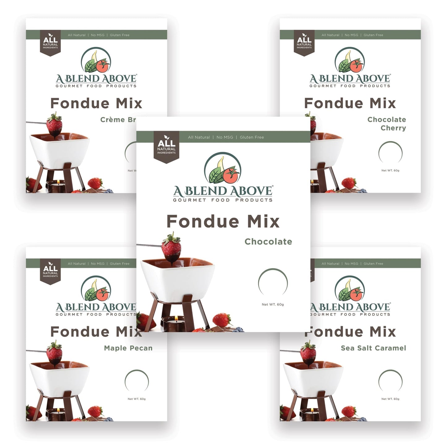 A Spice Above A Blend Above Fondue Mix, Best Sellers - Creme Brulee, Sea Salt Caramel, Maple Pecan, Chocolate Cherry, and Chocolate,2.12 Ounce (Pack