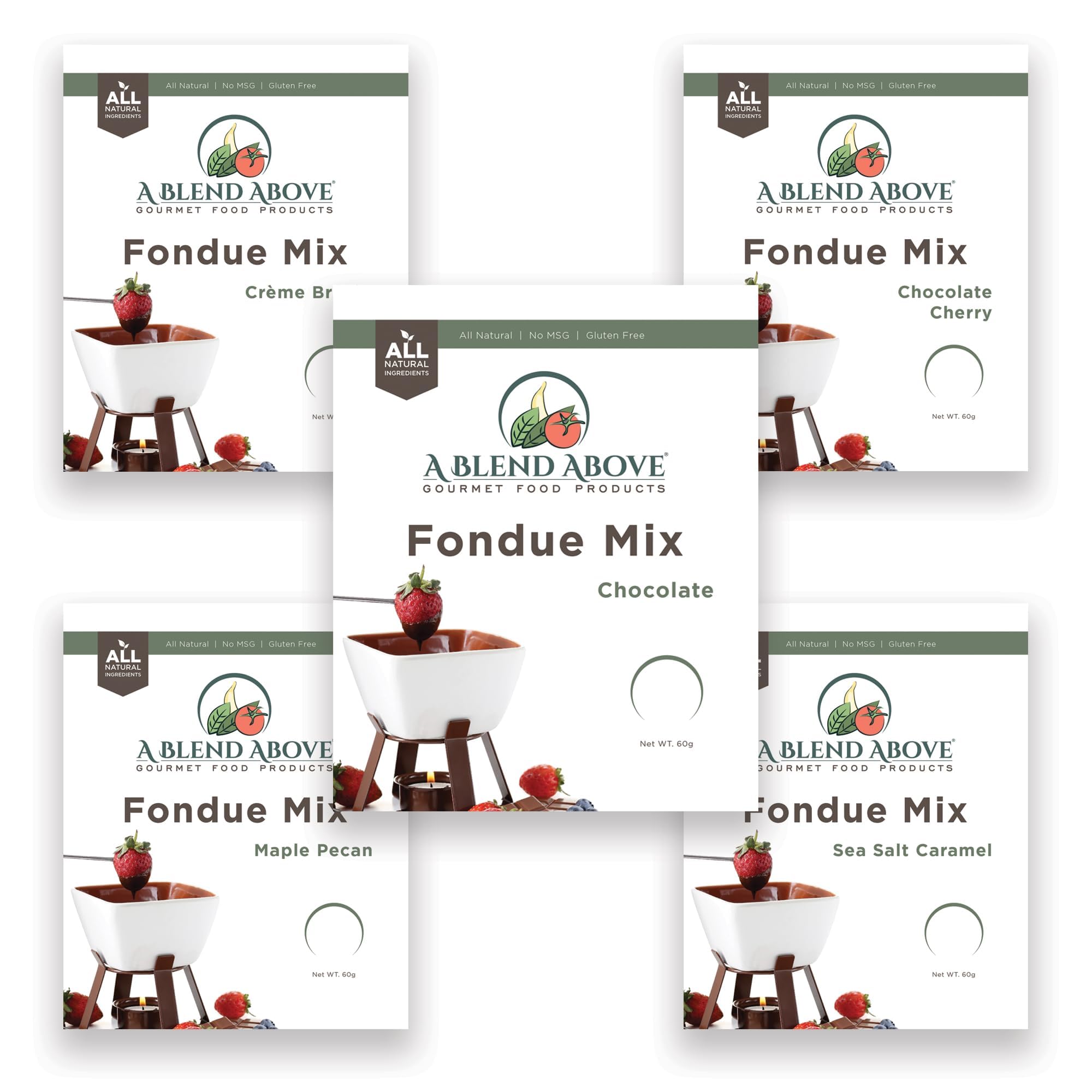 A Spice Above A Blend Above Fondue Mix, Best Sellers - Creme Brulee, Sea Salt Caramel, Maple Pecan, Chocolate Cherry, and Chocolate,2.12 Ounce (Pack