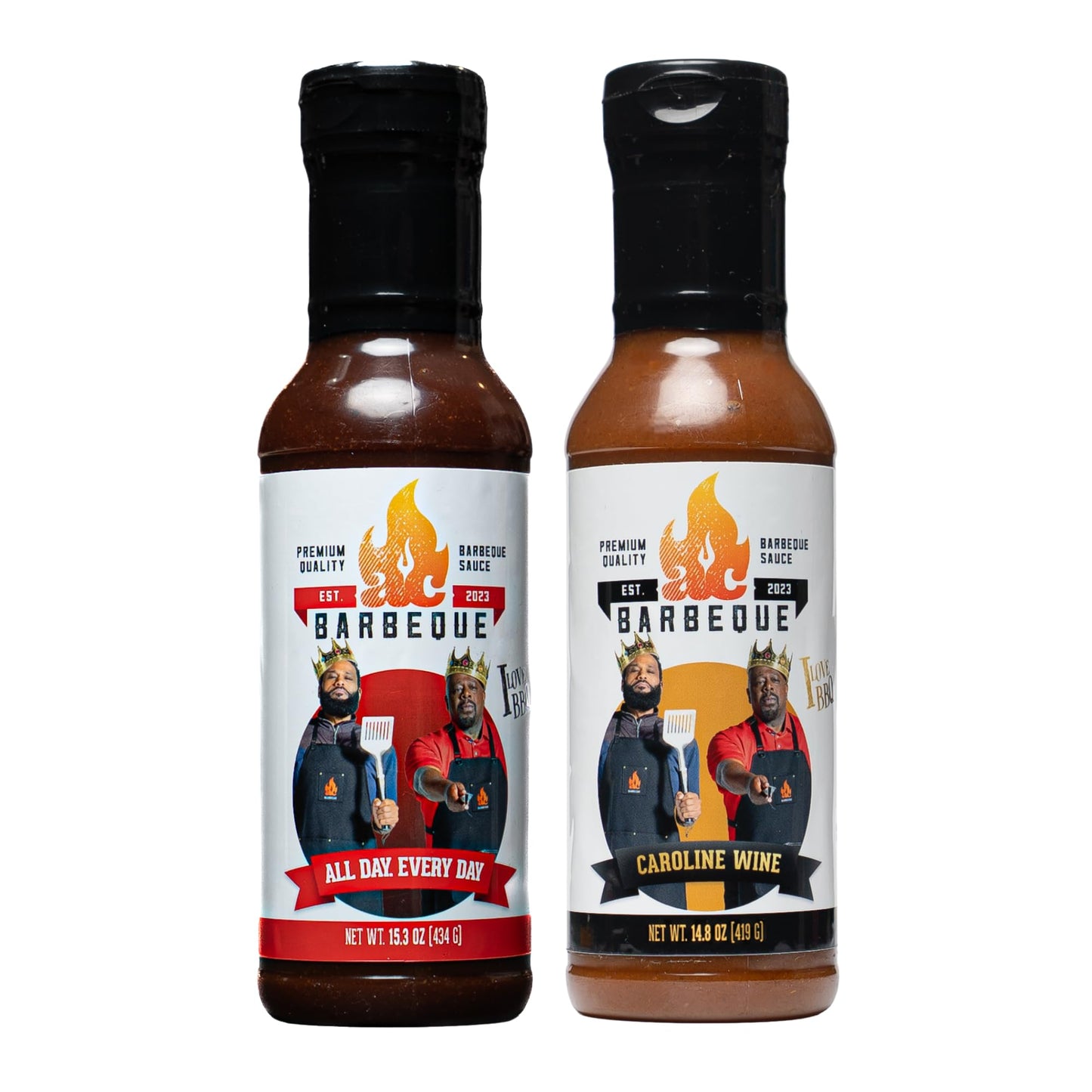 AC BARBEQUE SAUCE DUO - 2-pack with All Day, Every Day (15.3oz) and Caroline Wine (14.8oz) BBQ Sauce for Pulled Pork, Chicken, Veggies, Burgers,