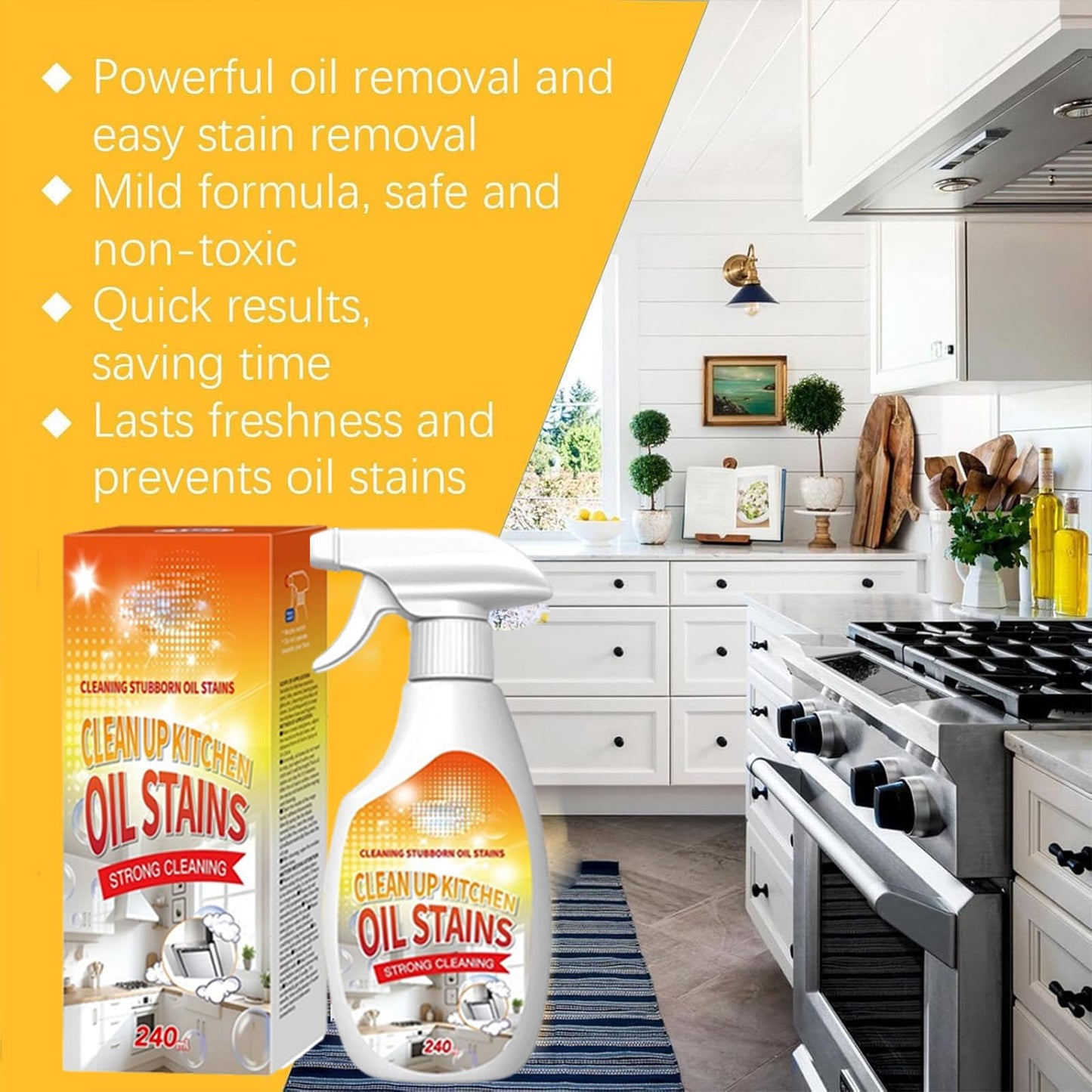 Oil Stains Clean Up Kitchen, Heavy Oil Cleaner Stain, 240ML/8.1FL Oz Heavy Oil Stain Cleaner Kitchen, 2026 New Heavy-Duty Kitchen Degreaser Foam
