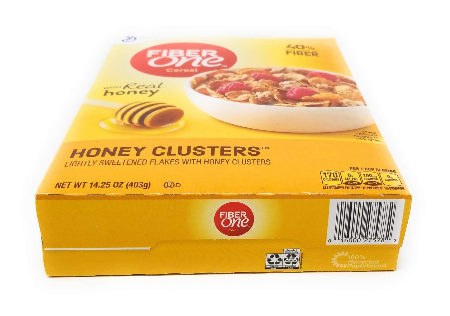 Fiber One Honey Clusters Lightly Sweetened Flakes 14.25 Oz. Pack Of 3.