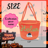 Personalized Halloween Basket Trick or Treat Bag Customized Name Custom Halloween Candy Buckets Gift for Boys Girls,Orange