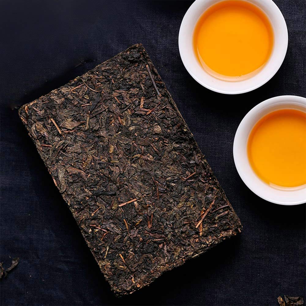 FullChea - 2023/2025 Fucha Tea Brick - Dark Tea Loose Leaf - Golden Flower Tea - Heicha From Hunan Anhua - Aids Digestion - 11.21oz / 318g